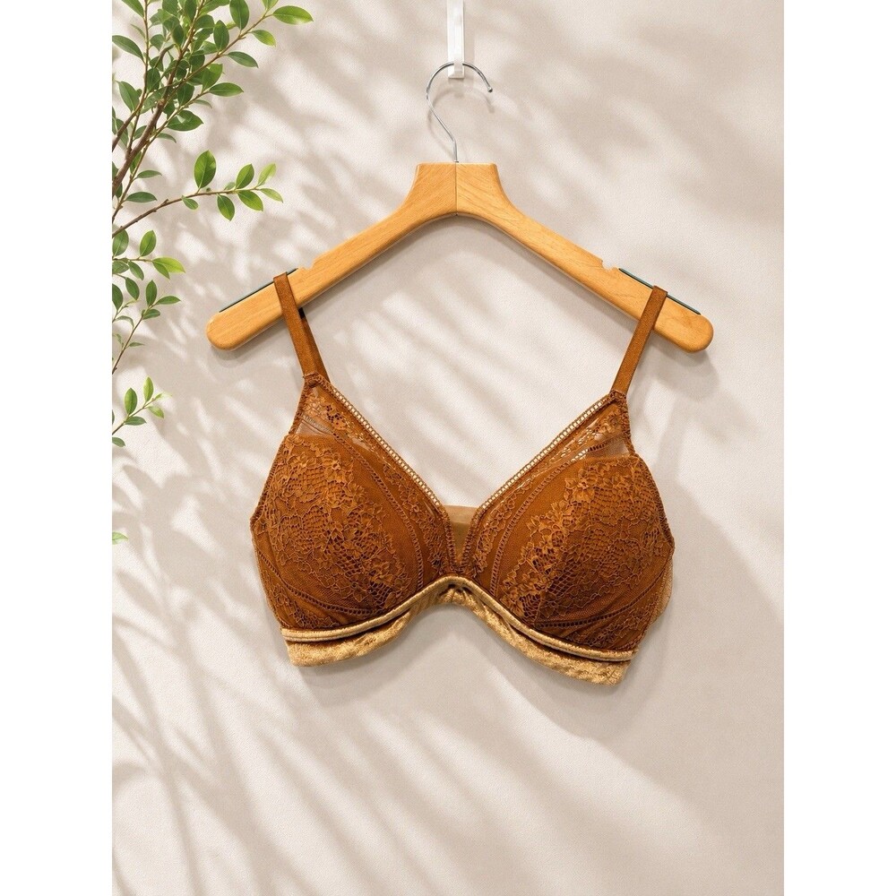 Auden Brown with Velvet Lights Lined Lace Bralette Women’s Plus Size XXL